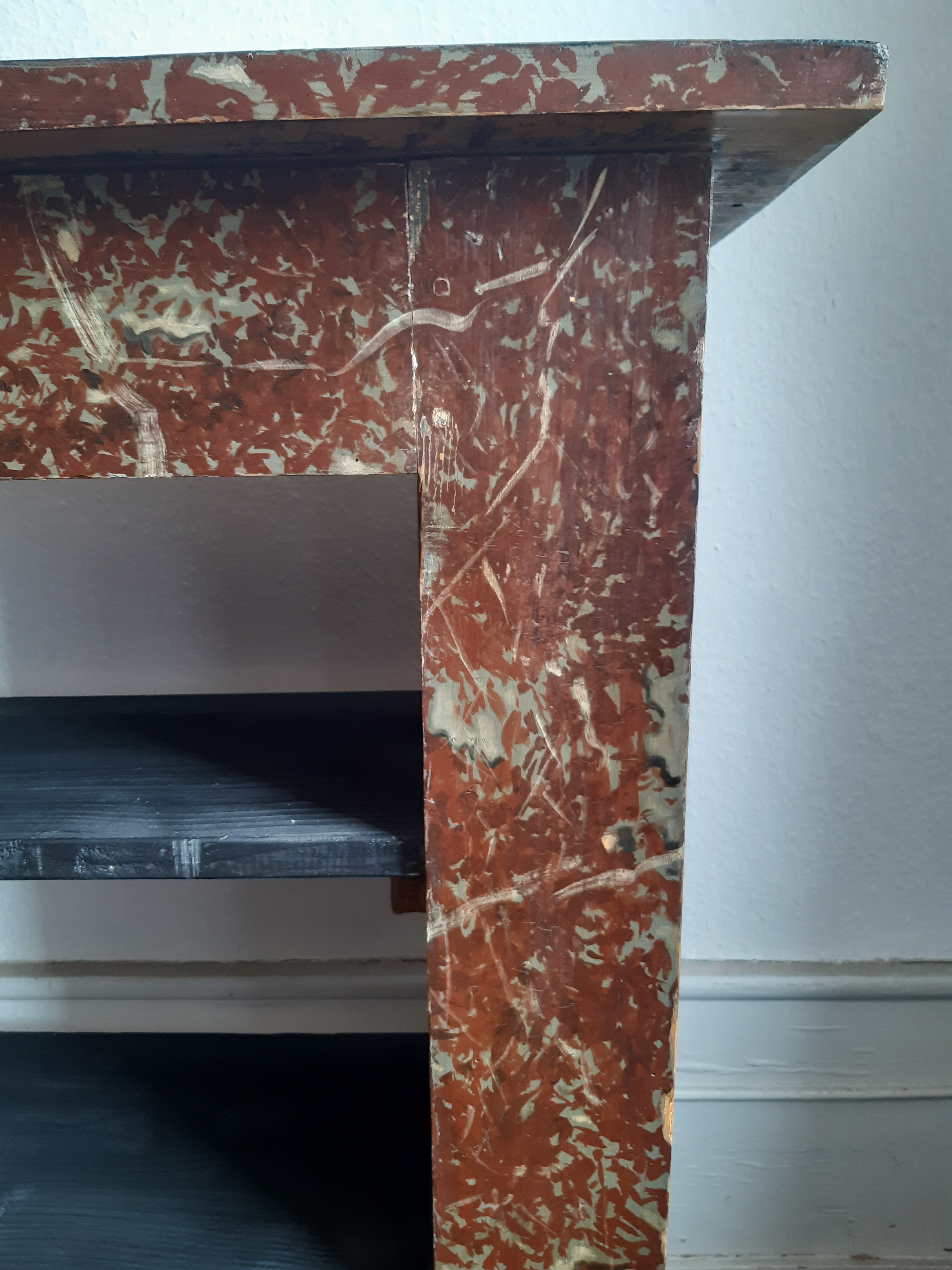 Shelf old mantelpiece faux marble circa 1900