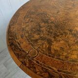 Napoleon III era pedestal table in burr walnut
