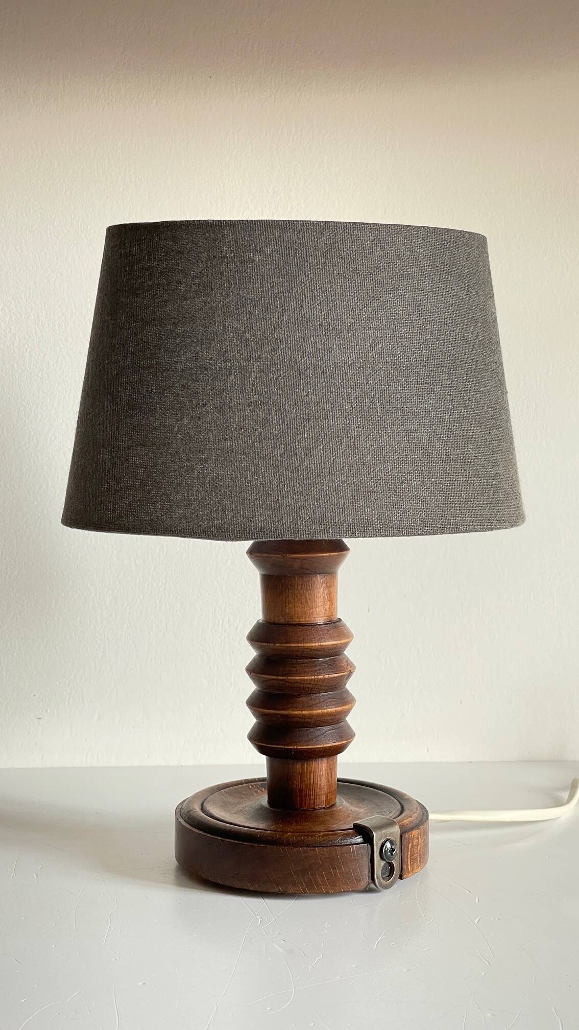 Vintage Charles Dudouyt Style Wooden Lamp