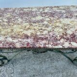 Vintage 1960s wrought iron and marble coffee table