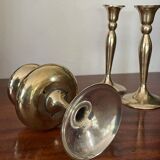 Three vintage brass candle holders