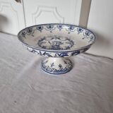 Plat compotier ancien moustiers jules vieillard bourdeux sur socle, fin 19è
