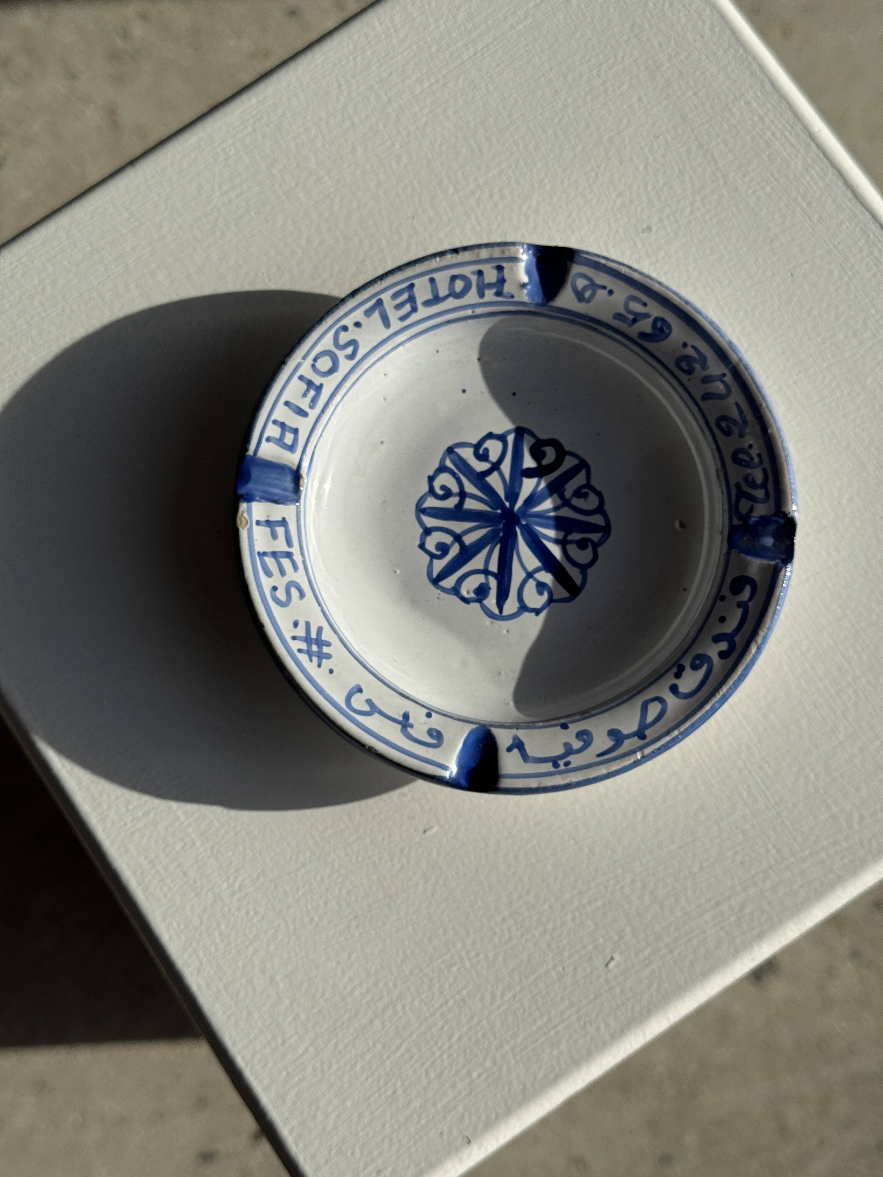 Blue and white ashtray from the Sofia Hotel in Fes D13