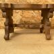 Ancien Tabouret Banc Communion Bois Sculpté + Monogramme Metal Début XXe