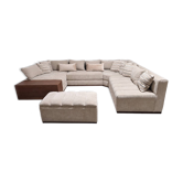 Canapé sur-mesure XXL en noyer massif et tissu premium
