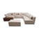 Custom XXL panoramic sofa - Solid walnut and premium fabric