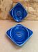 Pair antique ashtray ceramic blue vintage decoration
