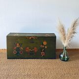 Large antique trunk hand-painted décor