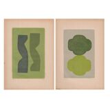 Painting on old paper - B48 and B66 - abstract paintings signed Eawy