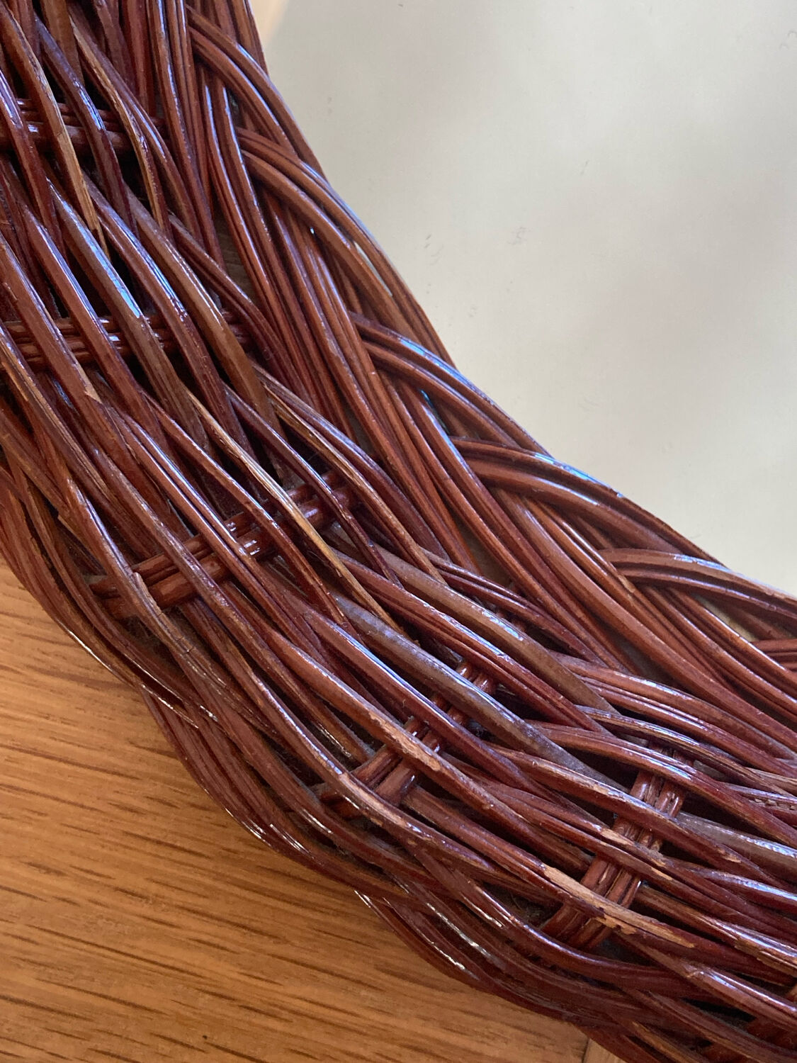 Oval wicker rattan mirror