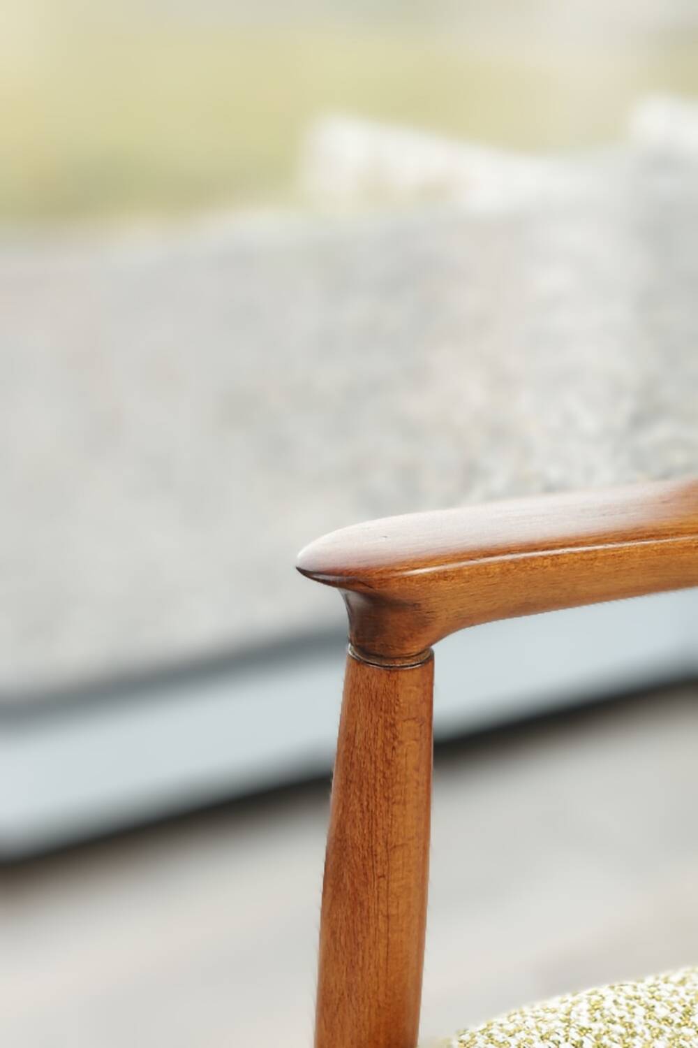 Vintage armchair with a green nebula design by E. Homa, 1970.