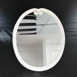 White metal oval mirror 49x39cm