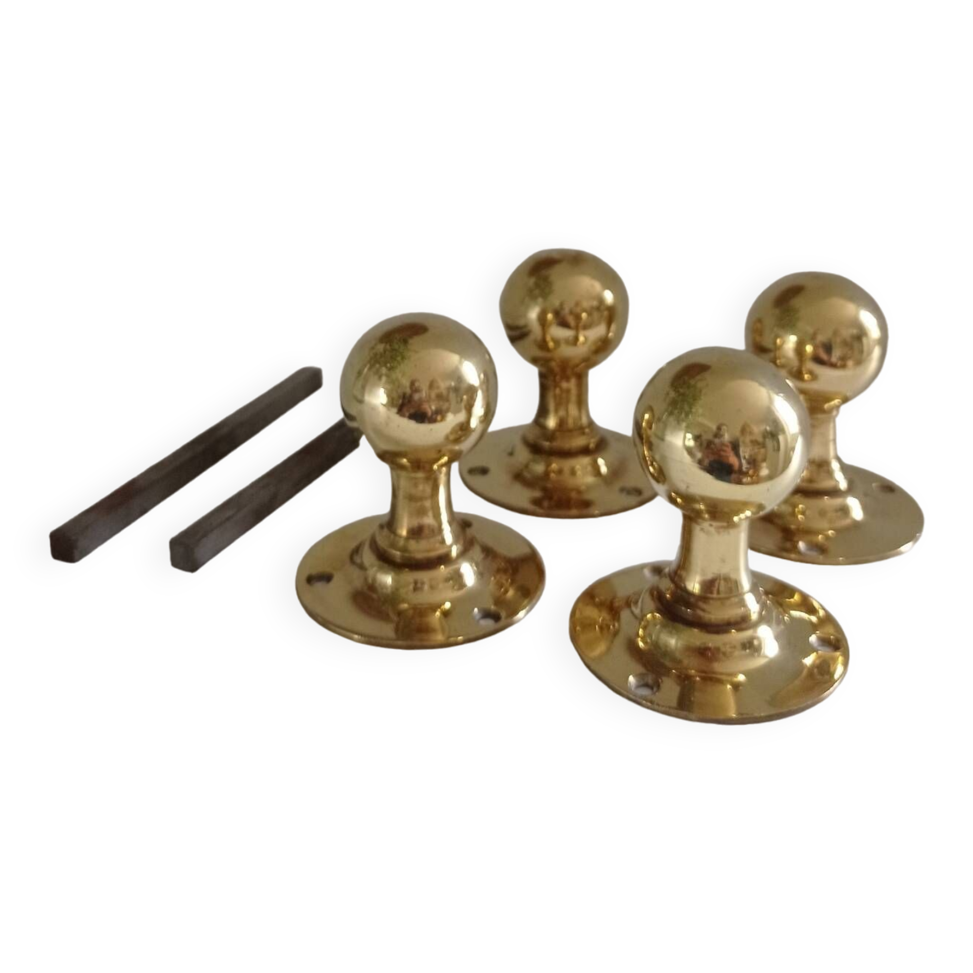 Round brass door handles