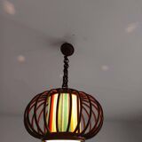 Rattan pendant light and vintage lampshade
