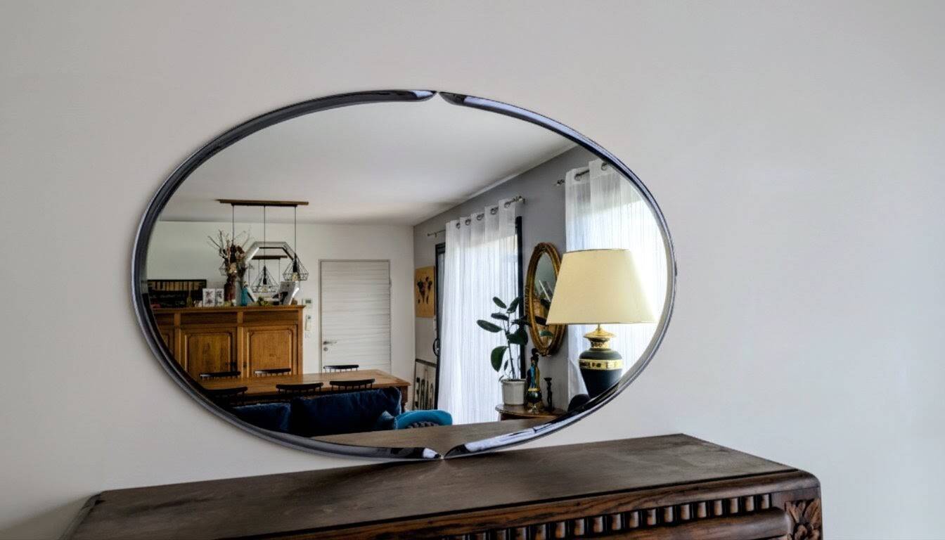 Miroir mural vintage par Metalvetro pour Galvorame – Italie 1966 – 89x59cm