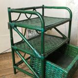 Bedside table rattan and green bamboo