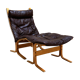 Fauteuil Siesta en cuir marron et son ottoman