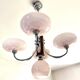 Art Deco lustre with pink glass, wood, and chrome from the 1930s.