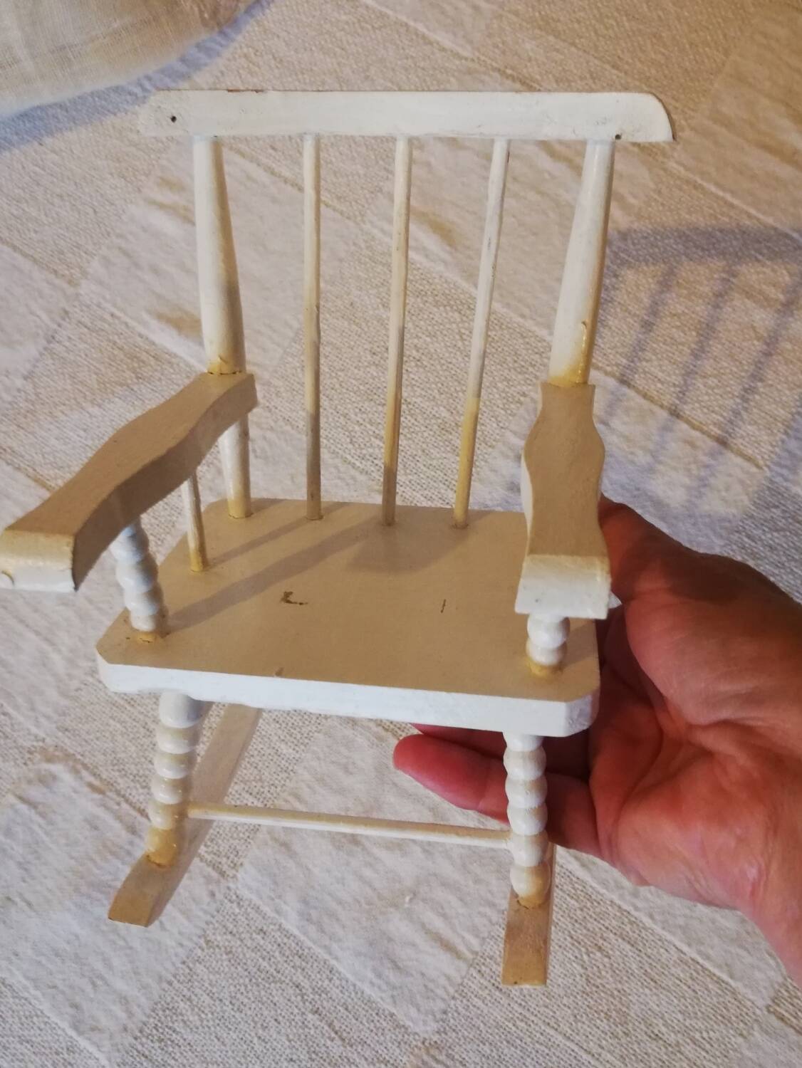 Vintage wooden rocking chair for dolls