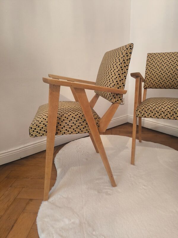 Paire de fauteuils bridge vintage 1950