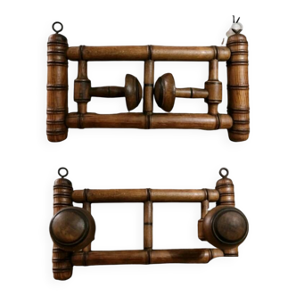 Porte manteaux mural rétractable façon bambou Art nouveau