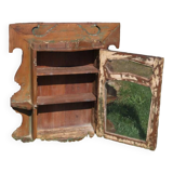 Wall Display Case in Teak and Wire Mesh Original India