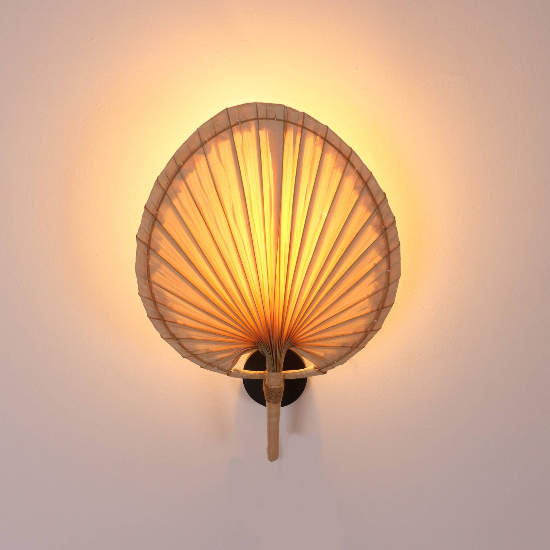Palm Rattan Wall Sconce Lamp, 30x44Cm