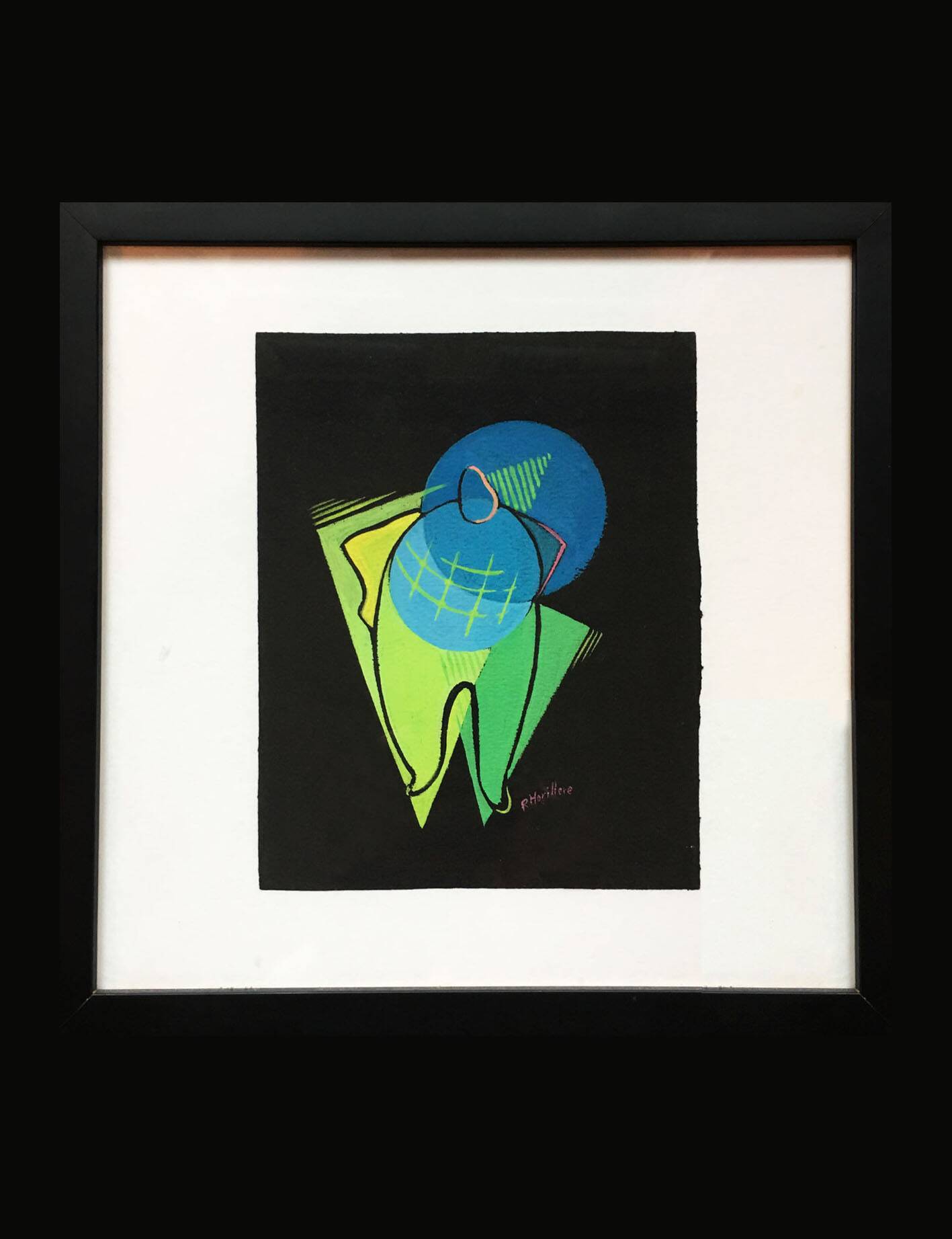 Cubist composition on black paper. France, 1950s.