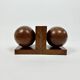 Serre-livres Art Déco antiques de style géométrique moderniste en loupe de bois massif, vers 1920