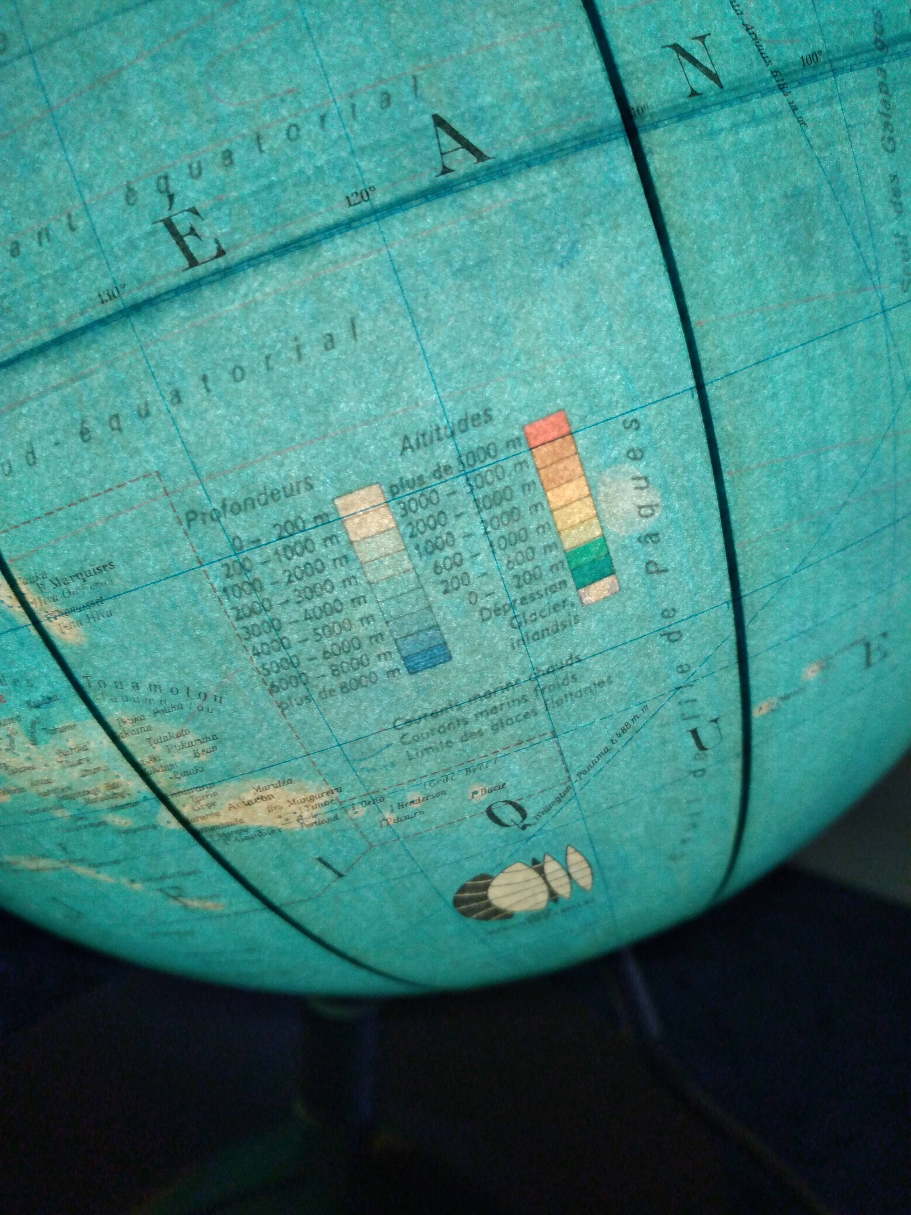 Globe terrestre lumineux vintage JRO Wechselbid, France
