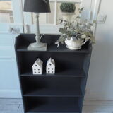 Vintage bookcase grey slate waxed