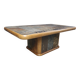 Table basse brutaliste en chêne et pierre, années 1970