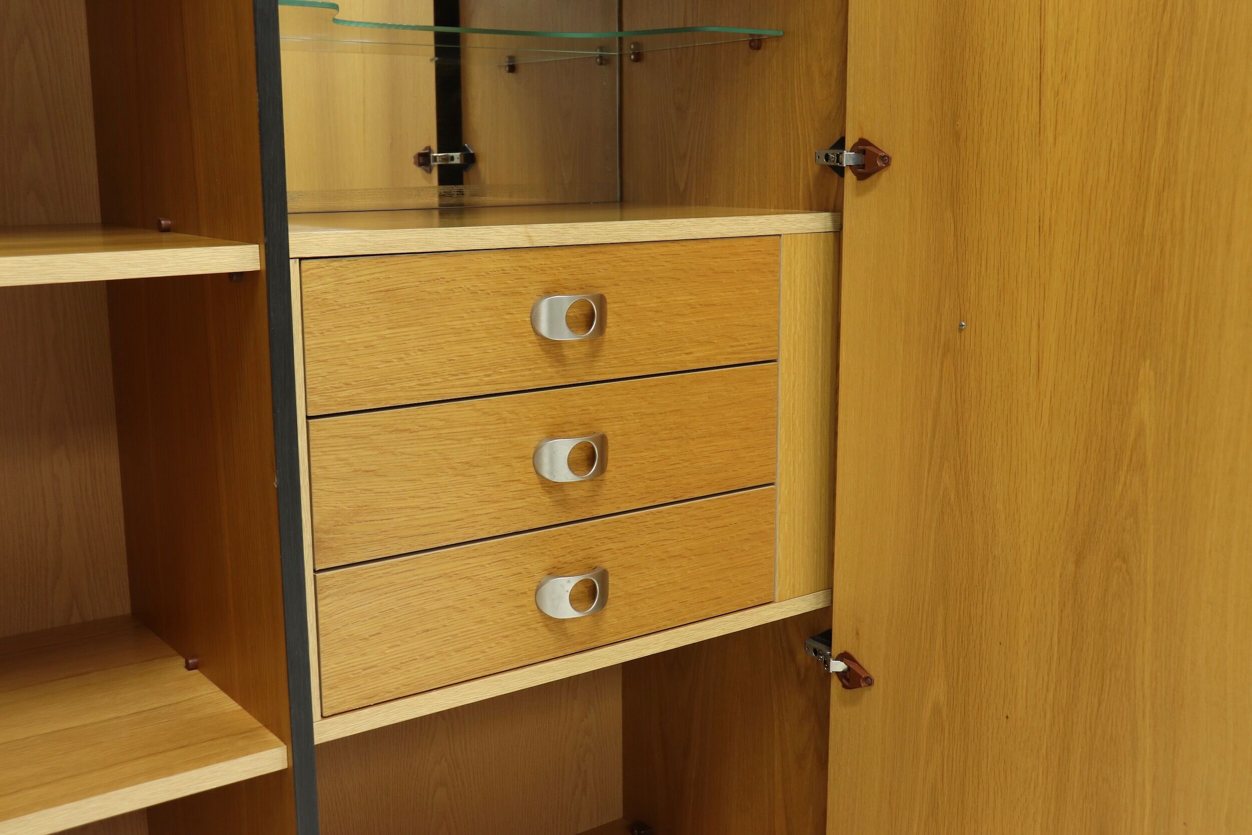 Brutalist Belgian Bar Cabinet in Dark Brown Stained Oak, 1970s