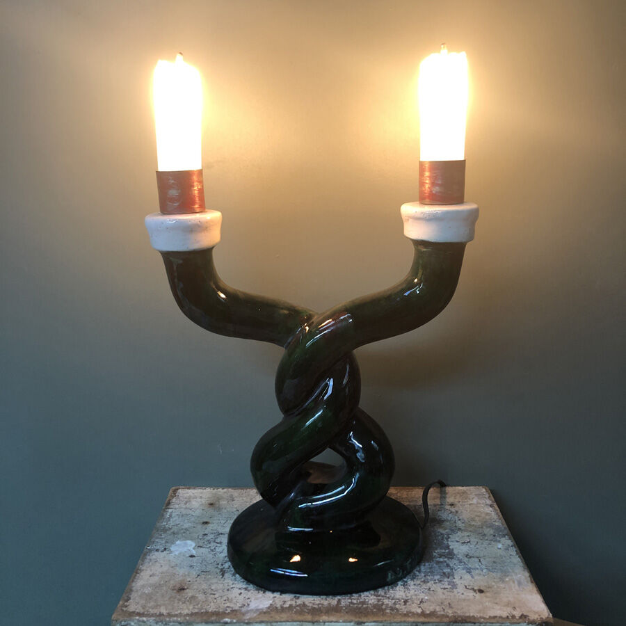 Vintage table lamp glass candles