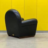 Poltrona Frau “Vanity Fair” XC Armchair in Genuine Black Leather.