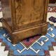 19th-century bedside table in walnut, oak, and marble top.