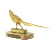 Art Deco Statue Pheasant Sculpture Gilded Bronze Marble 1920s