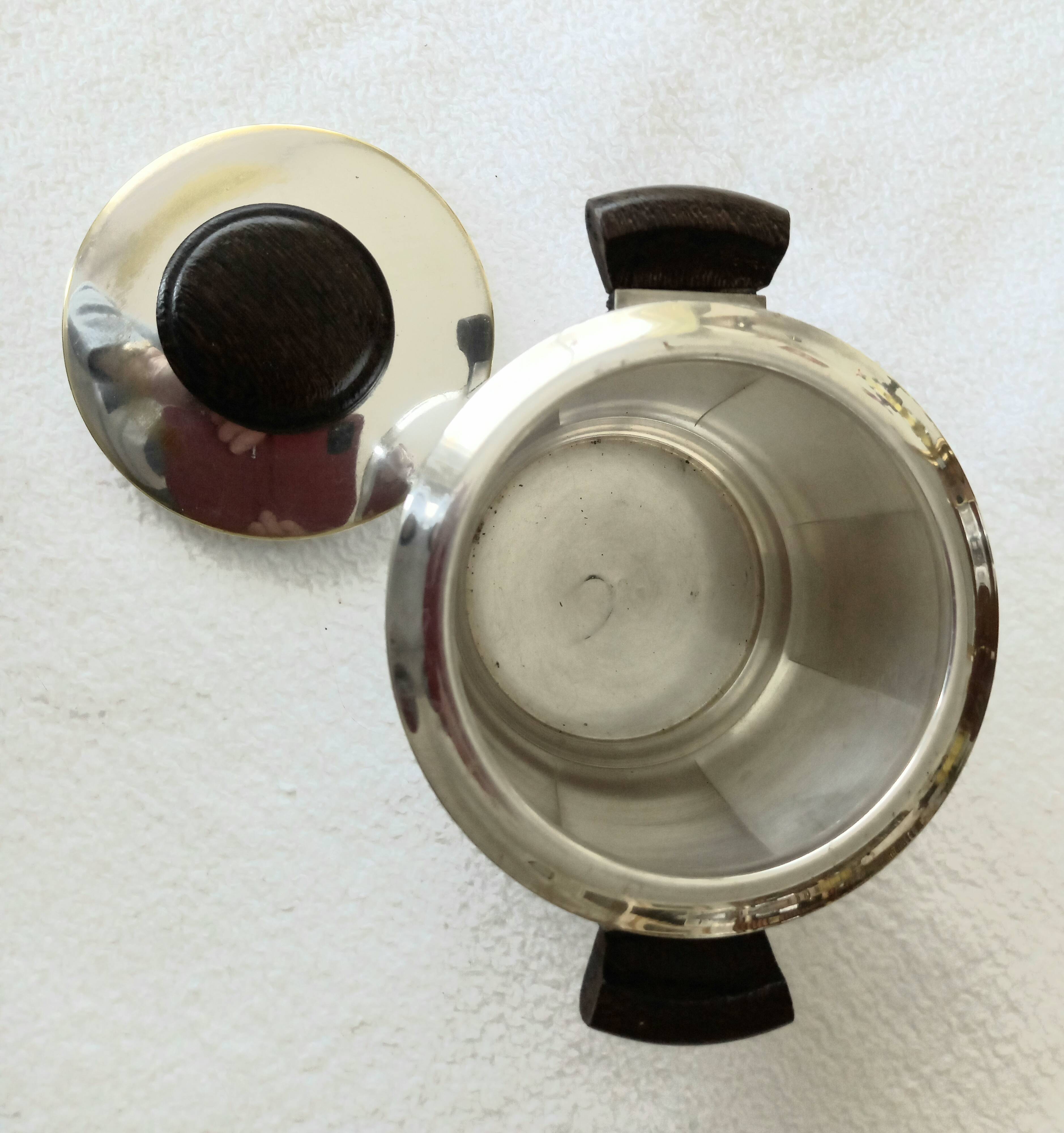 Art Deco coffee and tea service, silver-plated metal tray.