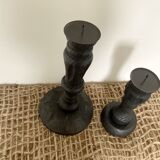 Black wooden candlesticks