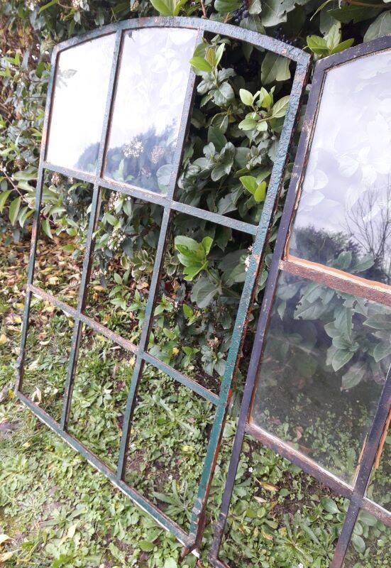 Industrial arched metal windows L73xH110 19th century glass roof