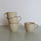 Set of 4 cups in beige speckled stoneware