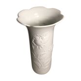 Vase ancien porcelaine biscuit kaiser germany dessin roses signé vintage
