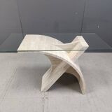 Sculptural vintage travertine console table, 1970s