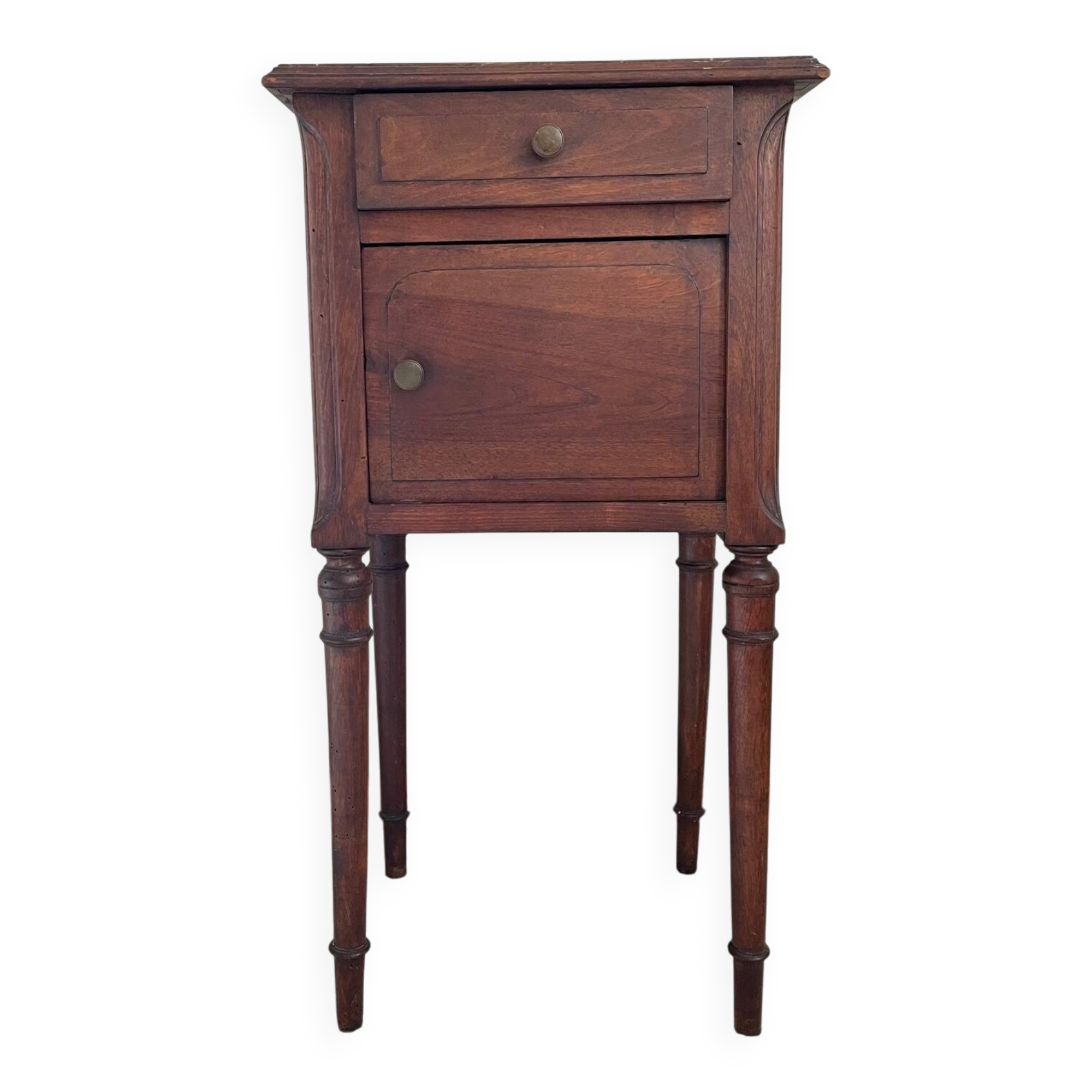 Antique bedside table in wood and marble