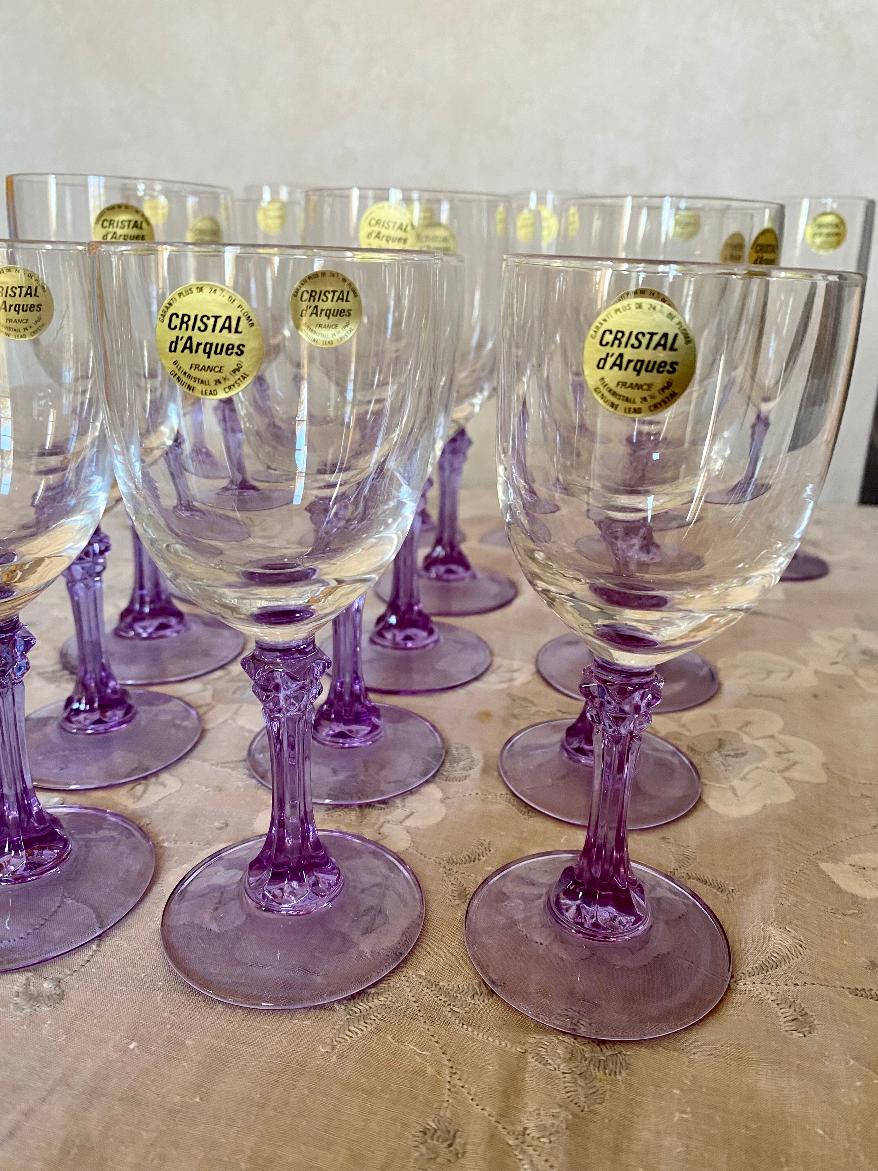 18 vintage Lilac series crystal glasses