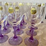 18 vintage Lilac series crystal glasses