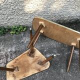 Lot of two vintage coffee tables feet compass