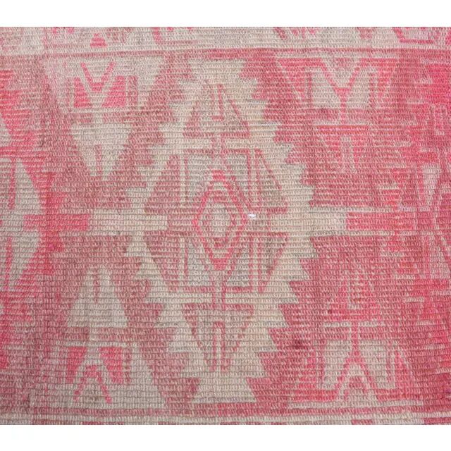 1970s Turkish Hand-Knotted Wool Cotton Pink Runner 88x334