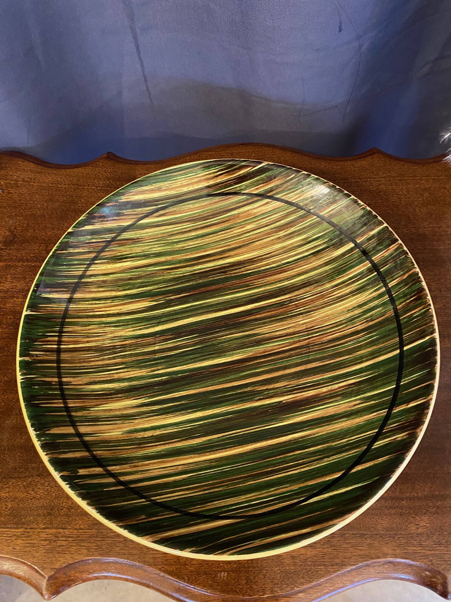 Large ceramic dish from the 60s vintage green and yellow tones st clement earthenware