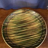 Grand plat en ceramique annees 60 vintage tons vert et jaune faience st clement